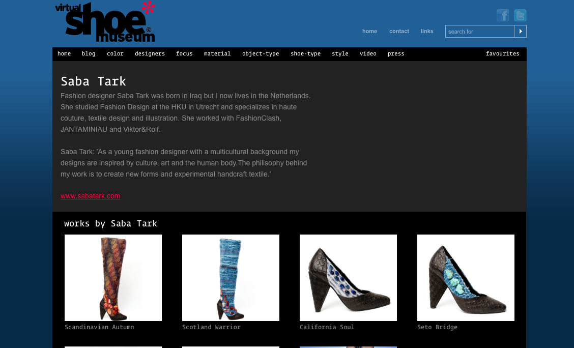 SABA TARK shoe collection featured on Virtualshoemuseum.com